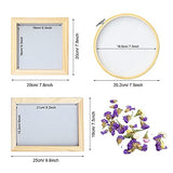 Cayway 9 Pack Dried Flower Paper Craft Set Include 3 Pack Mixed Wooden Paper Making Mold Frame, Dried Flowers, Spoon Stirrer N\A