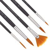 Jerry Q Art 15 pcs Golden Taklon Brush Set for Acrylic, Tempera, Watercolor, Oil Painting, Silver Ferrule with Violet Short Wooden Handles JQ151 Jerry Q Art