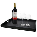 DILLMAN Serving Tray Large Black Wood Rectangle Food Tray Butler Tray Breakfast Tray with Handles (Large) DILLMAN