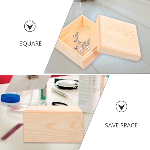 Unomor Unfinished Wooden Box with Lid Small Wood Boxes 19.5cm Natural Pine Wooden Case Rustic Trinket Box Gift Boxes Memory Keepsake Box Jewelry Unomor