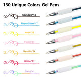 Shuttle Art Gel Pens, 130 Colors Gel Pen with 1 Coloring Book in Travel Case for Adults Coloring Books Drawing Crafts Scrapbooking Journaling Shuttle Art