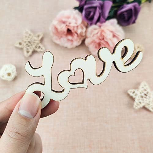 20pcs Love Wood DIY Crafts Cutouts Wooden Love Heart Shaped Slices Embellishments Gift Ornaments for Wedding Birthday Party Home Decorations Creaides