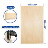 Plywood Sheet Board, A Grade, 22 x 12 inch, 1.5mm Thick, Pack of 10 Unfinished for Crafts Basswood by Craftiff Craftiff