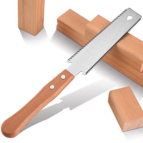 WEIMELTOY Small Woodworking Hand Saw, 6 inch Flexible Blade Double edge TPI 17/11 Pull Saw for Craft, Hobby, DIY, Non Slip Wood Handle Garden Trim - WoodArtSupply