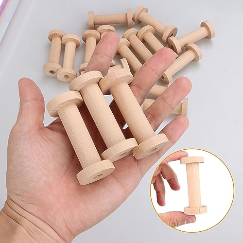 CYEAH 20 PCS Wooden Spools for Crafts, 1.2 x 2.7 Inch Empty Thread Spools for Crafts, Splinter - Free Unfinished Wood Spools for Embroidery and - WoodArtSupply