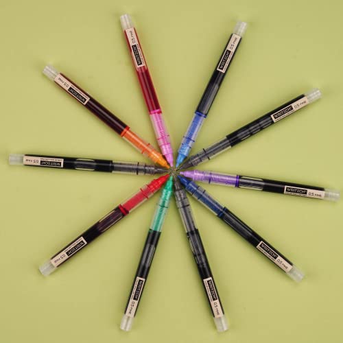 WRITECH Rolling Ball Pens Quick Dry Ink 0.5 mm Extra Fine Point Pens 10 Pcs Liquid Ink Pen Rollerball Pens Multicolor Ink (Multicolor) WRITECH