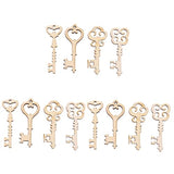 ABOOFAN 60 Pcs Unfinished Wood Craft Wood Key Embellishment Wooden Embelliment DIY Wood Antique Keys Unfinished Wooden Keys Wood Slices Natural Home ABOOFAN