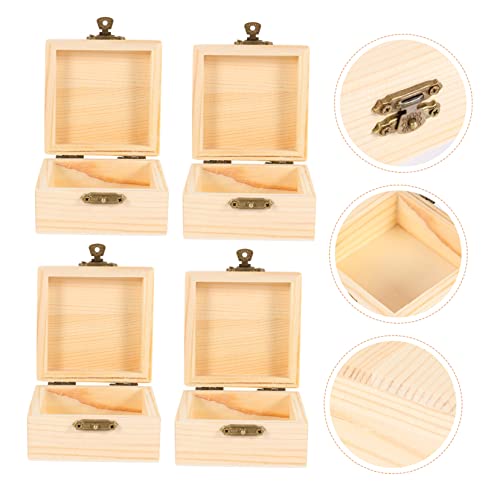 NOLITOY 12 Pcs Packaging Storage Wooden Box Wooden Treasure Chest Vintage Decor Jewelery Organizer Wood Trim Rustic Wooden Case Wood Ring Unfinished