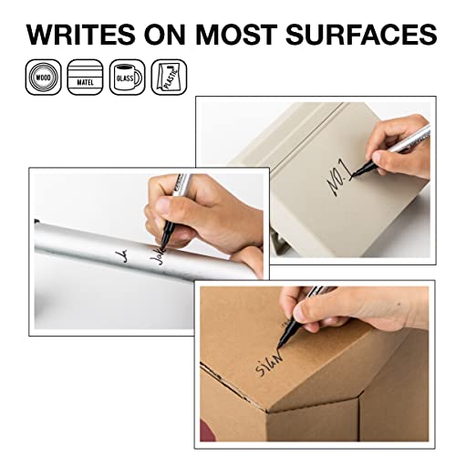 ZEYAR Permanent Marker Pens, Extra Fine Tip(1mm), Waterproof & Smear Proof ink, Aluminum Barrel, Quick Drying- Great on Plastic,Wood,Stone,Metal and ZEYAR