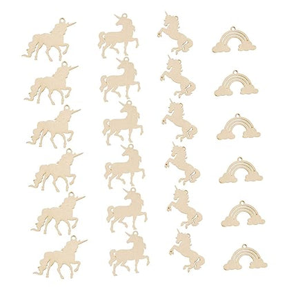 VOSAREA 1 Set Unicorn Chips Rainbow Shape Wooden Cutout Craft for Kids Shaped Slices Country Decor Kids Decor Animals for Kids Rainbow Shapes Wooden - WoodArtSupply