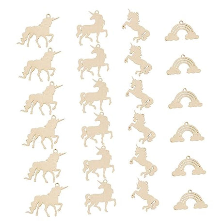 VOSAREA 1 Set Unicorn Chips Rainbow Shape Wooden Cutout Craft for Kids Shaped Slices Country Decor Kids Decor Animals for Kids Rainbow Shapes Wooden VOSAREA