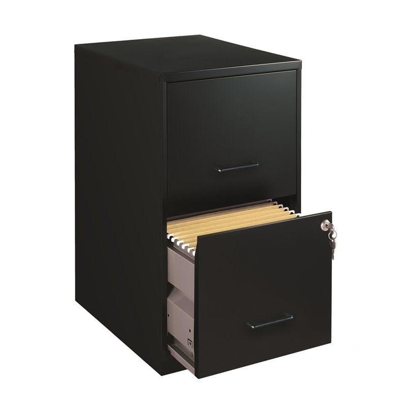 Scranton & Co Metal 2 Drawer Letter File Cabinet in Black - WoodArtSupply