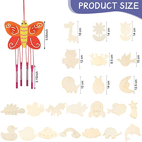 DIY Wooden Animal Wind Chime Kit for Kids - 24 Charming Chimes for Home, Garden, and Classroom Tuanse