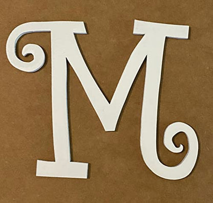 NEXTCraft 8 Inch Wooden Letters T Curlz Girl Font, Unfinished MDF Alphabet ABC Cutout, Monogram Initial Paintable Lettering