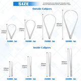 Glarks 8Pcs Stainless Steel Inside Outside Caliper Set, 4'' 8'' 10'' 12'' Straight/Bent Leg Ceramic Pottery Measuring Tools for Carving, Shaping, Glarks