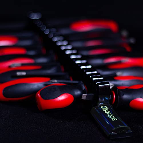 Olsa Tools Magnetic Screwdriver Rail Organizer| Professional Quality Magnetic Tool Holder | Fits up to 16 Screwdrivers | Blue Olsa Tools