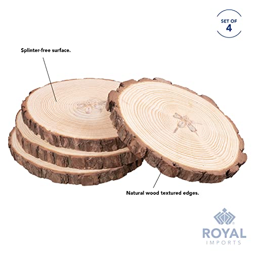 Royal Imports Round Wood Slices Discs, 9"-11" Large, Natural Unfinished Wooden Tree Bark Slabs for DIY Arts & Crafts, Rustic Table Centerpiece, - WoodArtSupply