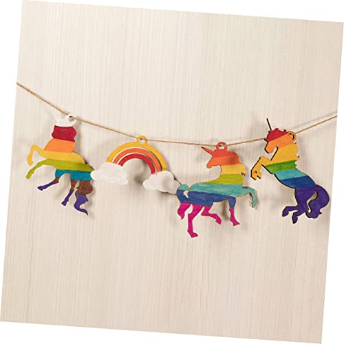 IMIKEYA 1 Set Unicorn Chips Unfinished Wood Slices Homemade Ornaments DIY Guitar Wood Shapes Wooden Rainbow Cutouts Rustic Wooden Embellishments - WoodArtSupply