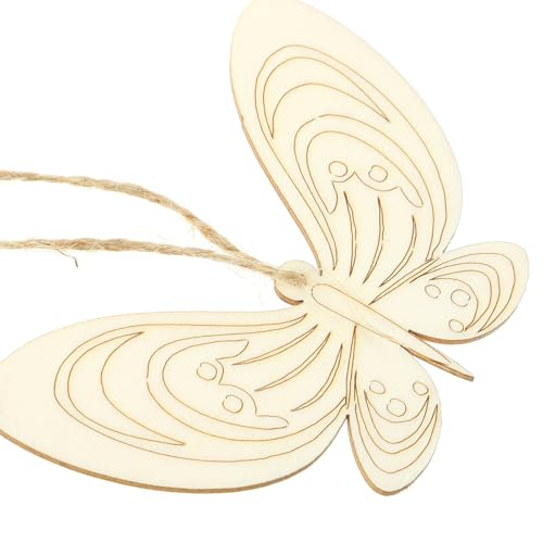 KALLORY 30 Pcs Unfinished Wood Crafts Butterfly Wood Slices Flower Wooden Cutouts with Holes Wooden Spring Ornaments to Paint DIY Blank Unfinished KALLORY
