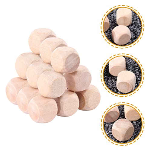 Sewroro 100pcs Blank Wooden Dice Unfinished Wood Cube Small Blank Square Blocks Round Cornered Blank Dice Cubes for DIY Craft Projects (Size 5) Sewroro