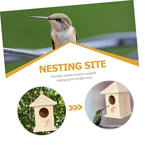 BESPORTBLE Bird Nest Wood Birds Cages Bird Houses for Outside Wooden Garden Bird Shelter Small Bird Hanging Bird Unfinished Wood Birdhouse BESPORTBLE