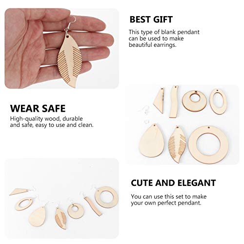 ARTIBETTER 70 Sets Unfinished Wooden Earring Pendants Blank Dangle Earrings Wood Charms Painting Wooden Earrings for DIY Crat Jewelry Making ARTIBETTER