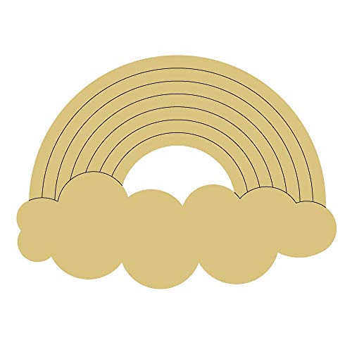 Rainbow Design by Lines Cutout Unfinished Wood Summer Décor Over The Rainbow MDF Shaped Canvas Style 5 Art 1 (12") Diverse Woodworking