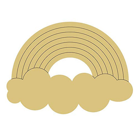 Rainbow Design by Lines Cutout Unfinished Wood Summer Décor Over The Rainbow MDF Shaped Canvas Style 5 Art 1 (12") Diverse Woodworking