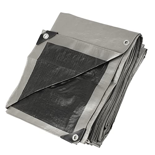 12x20 Ultra Heavy Duty Tarp, Extra Thick 16 Mil, UV Resistant, Grommets Every 18 Inches - Waterproof Plastic Poly Tarpaulin - (Reversible, Silver and KING-A-MA-JIGS