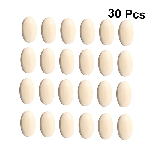 KALLORY 30 Pcs Unfinished Wooden Jewelry Wood Loose Beads Wooden Flat Beads Round Wood Bead Wood Crafts Spacer Bead Wood Beads Charm Pendant Kids KALLORY