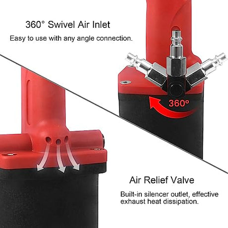 SHININGEYES Heavy Duty Air/Hydraulic Rivet Gun Professional Riveting Tool 1/4" air Power Tool no Self Suction Style (No- Self-Suction Style) SHININGEYES