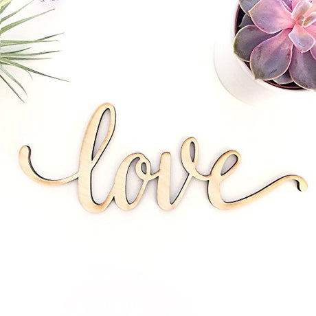 Love Wood Sign Home Décor Wall Art Unfinished 8" x 3" Woodums