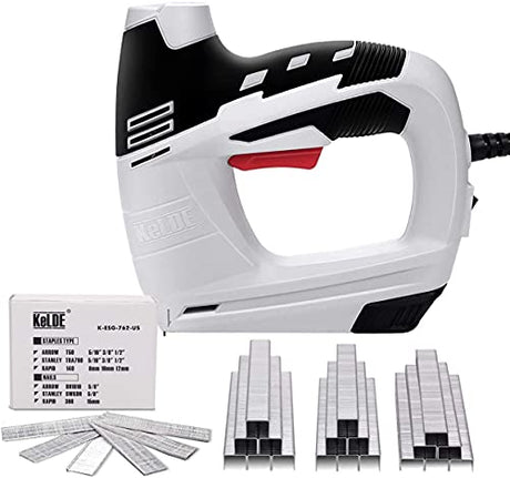 KeLDE Electric Staple/Nail Gun Kit, Braid Nailer, 120V Corded Power Stapler Set, Includes 900pcs T50 Staples and 300pcs 15mm Nails KeLDE