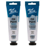 MONT MARTE Oil Paint Premium, 3.4 US fl.oz (100ml) Tube, Titanium White, 2Pack, Heavy Body Paint, Artist Quality, Good Coverage, Excellent Tinting MONT MARTE
