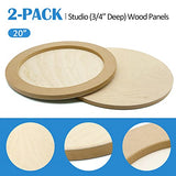 Falling in Art Unfinished Round Birch Wood Panels Kit for Painting, Wooden Canvas 2 Pack of 20 Studio 3/4" Deep, Cradle Boards for Pouring, Art, Falling in Art