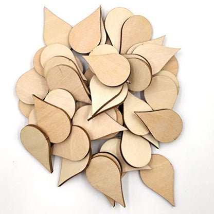 SUPVOX 100pcs Unfinished Drop Shape teardrops Wood Slices DIY Paint Decorate
