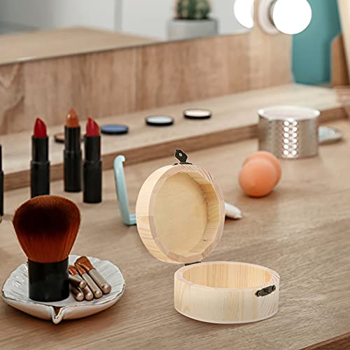 DOITOOL 2pcs Unfinished Round Wood Storage Box with Lid Jewelry Container for Wedding Party DIY Craft Home Storage Organizer Decorative Box DOITOOL