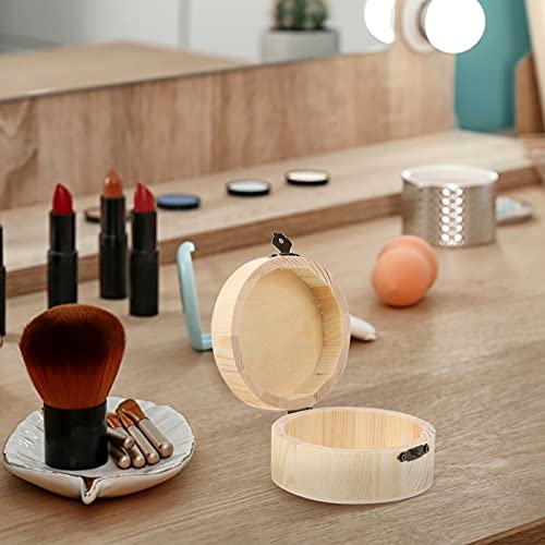 DOITOOL 2pcs Unfinished Round Wood Storage Box with Lid Jewelry Container for Wedding Party DIY Craft Home Storage Organizer Decorative Box