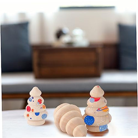 ADOCARN 10pcs Wood Christmas Tree Wood Cake Mini Unfinished Christmas Homemade Ornaments Unfinished Wooden Tree DIY Painted Wooden Ornaments Wooden ADOCARN