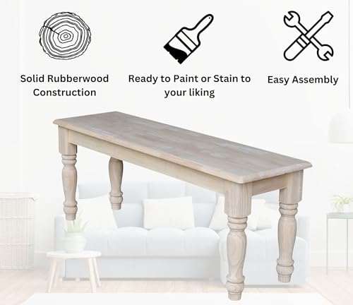 International Concepts Farmhouse Bench, Unfinished IC International Concepts