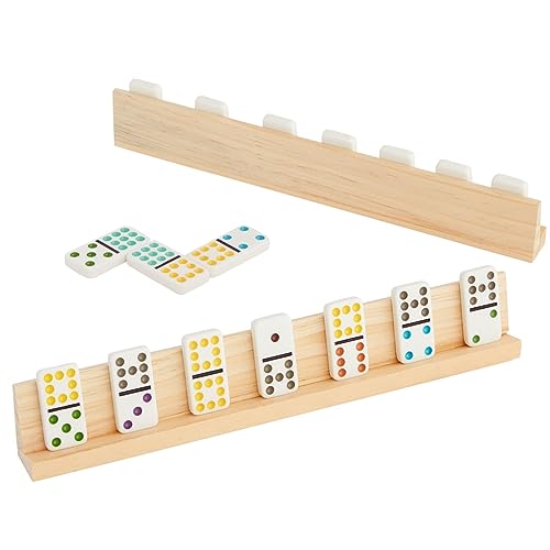Juvale 4 Pack Wooden Domino Racks Trays, Dominoes Stand Holders for Mexican Train, Mahjong, Chicken Foot, Game Night Juvale