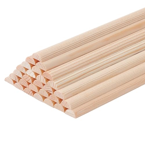 OLYCRAFT 30Pcs 5.9 Inch Wooden Dowel Rods 7x3.5mm Half Round Dowel Rods Unfinished Wood Craft Sticks Arch Wood Dowel Rods Half Round Craft Sticks for OLYCRAFT
