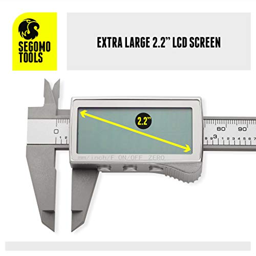 Segomo Basics 6 Inch Electronic Digital Calipers: Inch, Fractions, Millimeter Conversion | Digital Caliper Measuring Tool | Calipers Measuring Tool | Segomo Tools