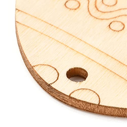 50Pcs Easter Wooden Ornaments Unfinished Wood Egg Bunny Butterfly Flower Shape Hanging Ornaments with Cords for DIY Home Window Decor, Flower Pattern EEE ELECRELIVE
