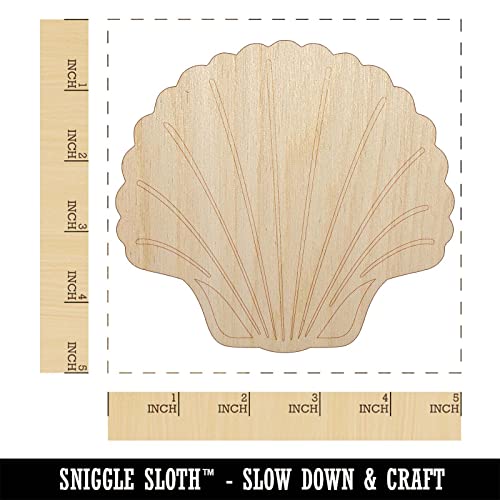 Scallop Seashell Beach Shell Unfinished Wood Shape Piece Cutout for DIY Craft Projects - 1/4 Inch Thick - 4.70 Inch Size Sniggle Sloth