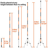 KEZERS Laser Level Pole with Tripod,12Ft./3.7M Telescoping Pole for Laser Levels,1/4”-20 Laser Mount for Rotary and Line Laser Level,Adjustable Pole KEZERS
