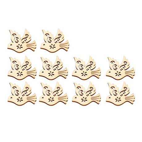 Abaodam 10 Pcs Peace Wood Tag Birds for Crafts Wood Slice Crafts Alarm Clocks for Kids Arts and Crafts for Kids Turtle Doves Unfinished Wood Crafts Abaodam