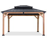 ABCCANOPY Wood Gazebo 11x13 - Outdoor Patio Wooden Gazebo with Hardtop Metal Double Roof for Garden, Backyard and Deck ABCCANOPY