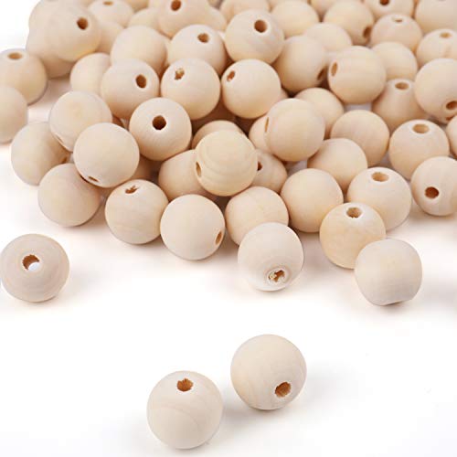Foraineam 600pcs 12mm Wooden Beads Unfinished Natural Wood Loose Beads Round Ball Wood Spacer Beads for DIY Crafts Jewelry Making