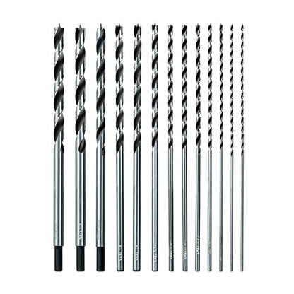 Sali 13PCS Brad Point Wood Drill Bit Set Carbon Steel Wood Drill Bit Set for Hardwood, Plywood, Plastic Round Holes in All Types of Wood Extra Long - WoodArtSupply